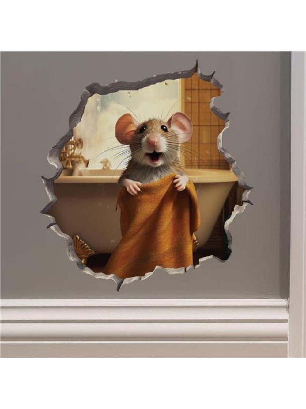 Bathroom Mouse Wall Decal 3D Wall Sticker Fun Gift Idea Kids Home Decor Funny